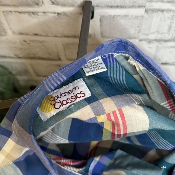 VTG Southern Classics Short Sleeve Plaid Button Down Shirt Size Large - Picture 4 of 4